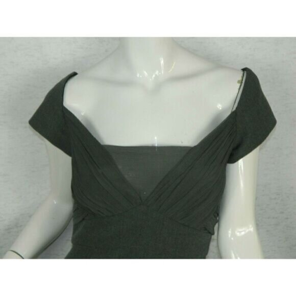 Black Halo Dress Gray Sleeveless Off The Shoulder  Midi V-Neck‎ Size 8 - Picture 3 of 8